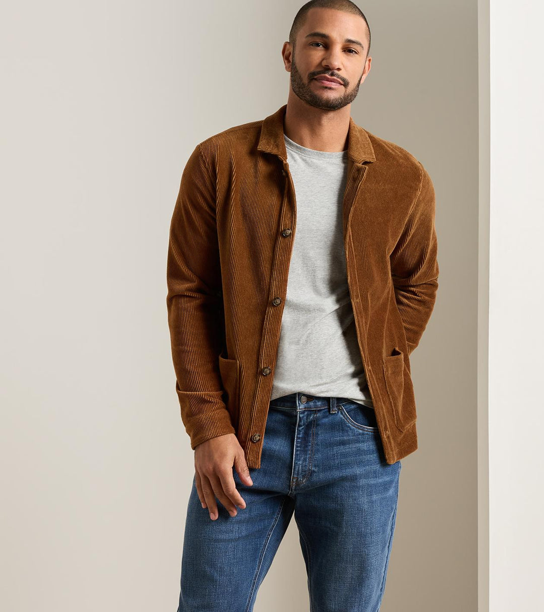 Peter Millar | Corduroy Knit Chore Coat | Dark Amber