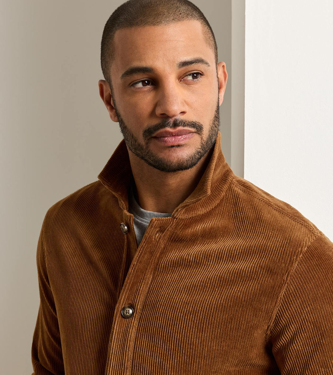 Peter Millar | Corduroy Knit Chore Coat | Dark Amber