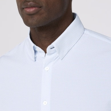 Mizzen Main | Leeward Dress Shirt | Cloud Clover Blue Dot