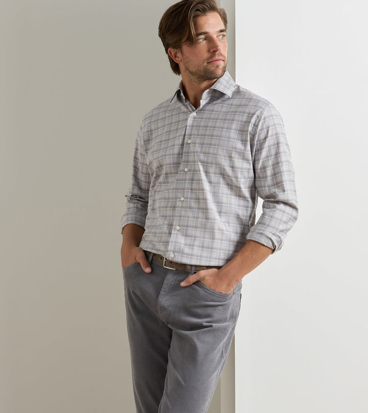 Griffin Crown Soft Twill Sport Shirt| Peter Millar | Battleship Grey