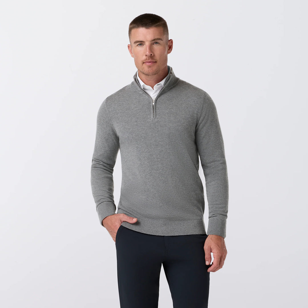Mizzen+Main | Heritage Crewneck Quarter-Zip | Pewter Grey