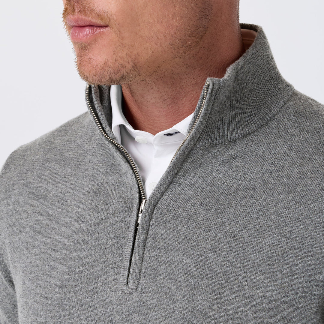 Mizzen+Main | Heritage Crewneck Quarter-Zip | Pewter Grey