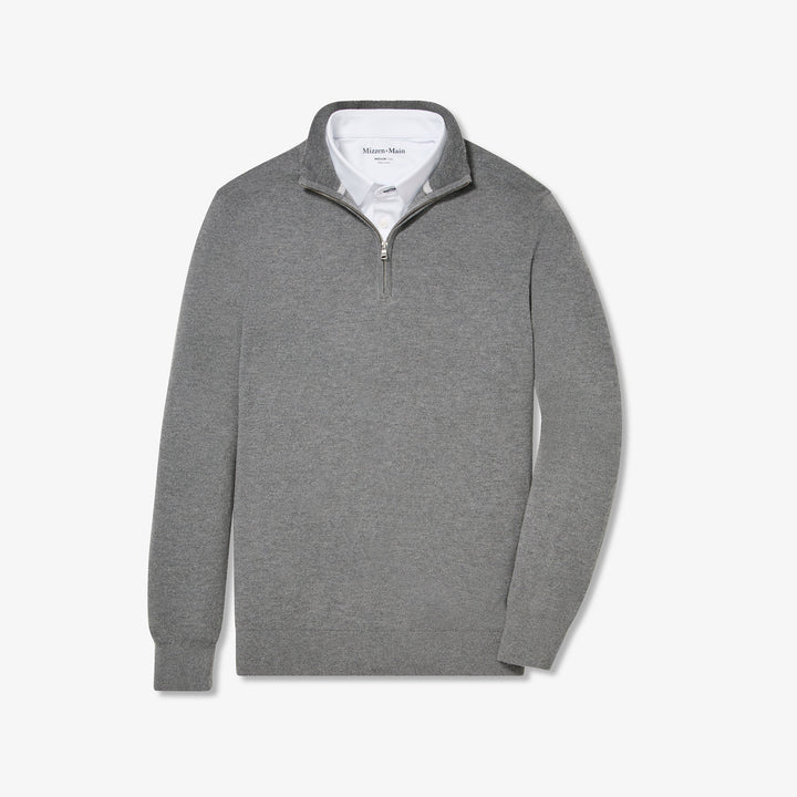 Mizzen+Main | Heritage Crewneck Quarter-Zip | Pewter Grey