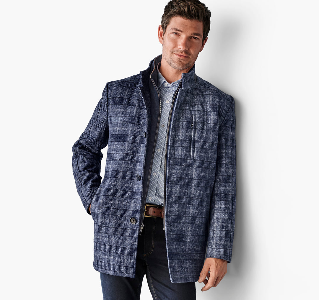 Johnston & Murphy | Upton Car Coat | Navy Plaid