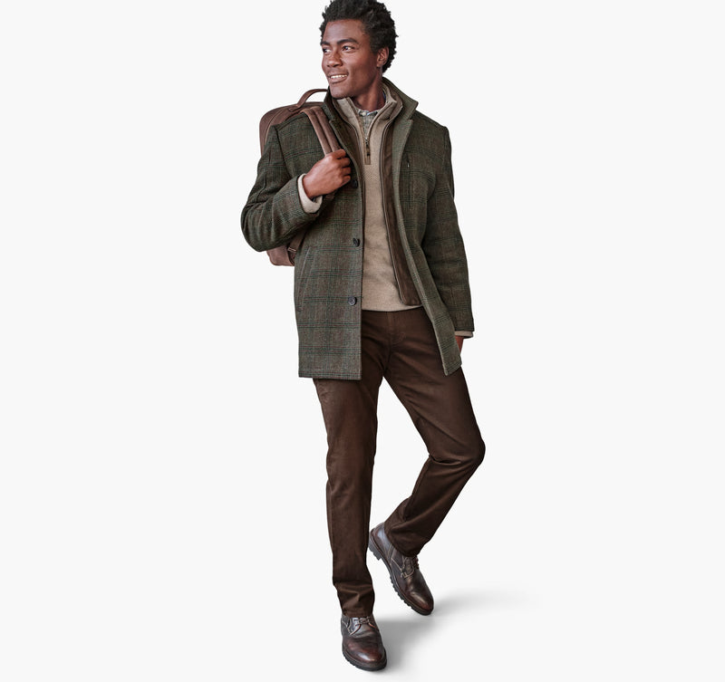 Johnston & Murphy | Upton Car Coat | Forest Green Plaid